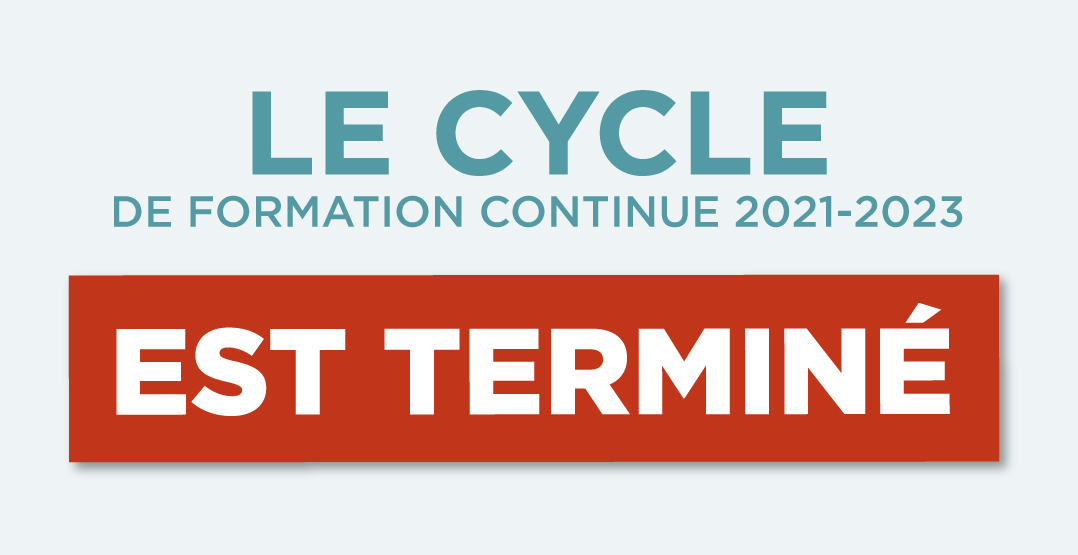 Le cycle de formation continue est terminé